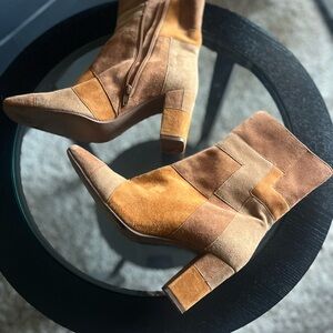 Patchwork Suede Seychelles ankle Boots - Brown and Tan